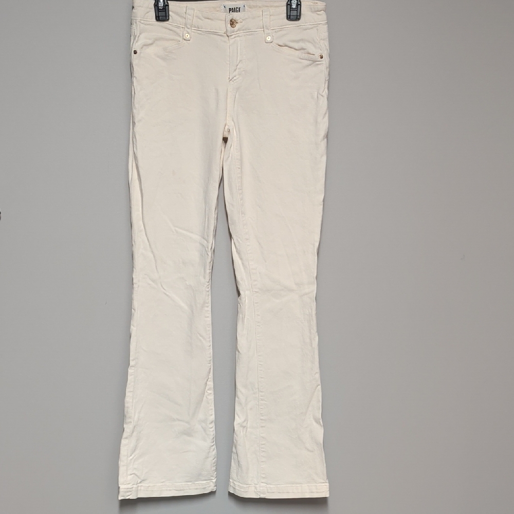 PAIGE Cream Wide Leg Jeans